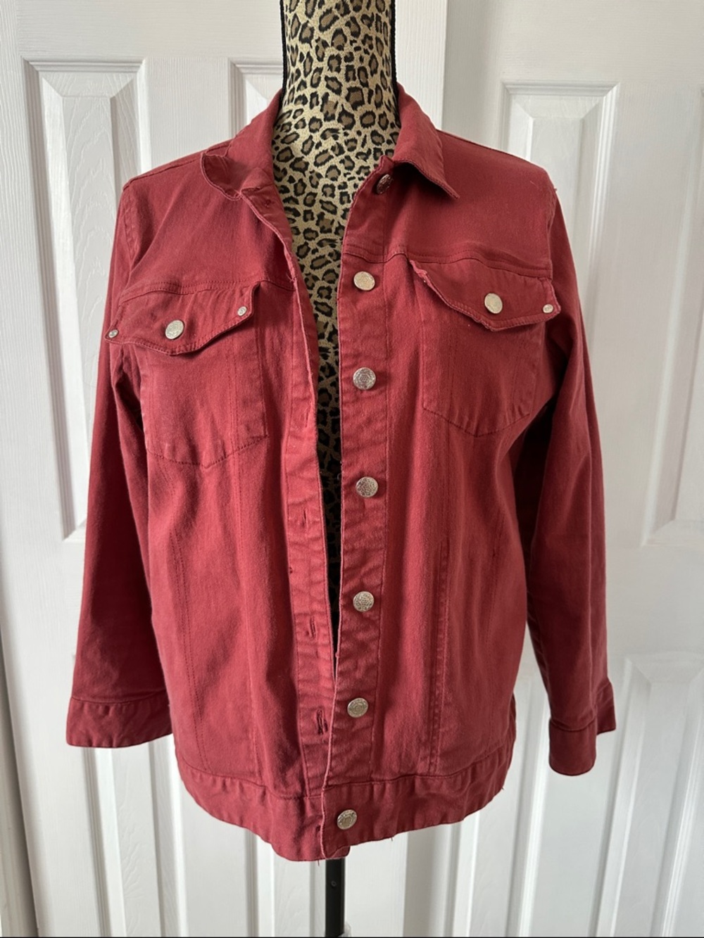 Classic Women's Red Denim Jacket